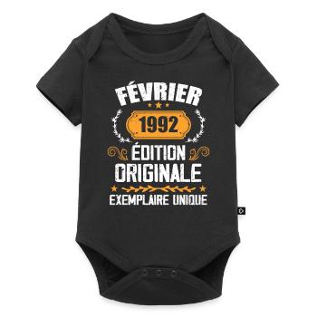 Cadeau 32e Anniversaire Nées En Février 1992 - Body à manches courtes Premium Bébé - noir - Devant