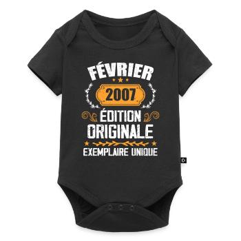 17th Birthday Gift Born in February 2007 - Baby Premium short-sleeve bodysuit - black - Front