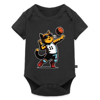 Chat volleyeur - Cat Sports Design - Body à manches courtes Premium Bébé - noir - Devant