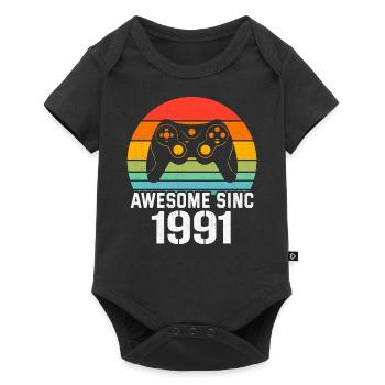 1991 Birthday Gift For All Gamers 1991 - Baby Premium short-sleeve bodysuit - black - Front