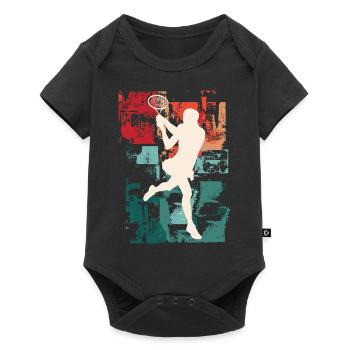 Tennis Tennis Player Woman Sport Vintage Retro - Baby Premium short-sleeve bodysuit - black - Front