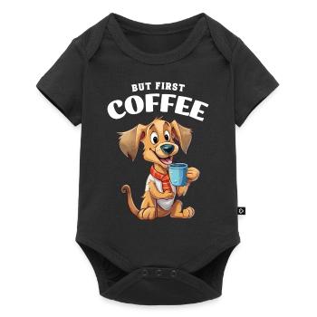 Chien de café Mais premier café Dire humour drôle - Body à manches courtes Premium Bébé - noir - Devant