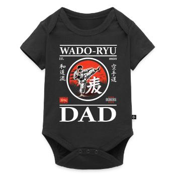 Wado-Ryu Karate Dad Design mit Karateka und Kanji - Baby Premium Kurzarmbody - Schwarz - Vorne