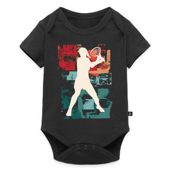 Tennis Tennis Player Woman Sport Vintage Retro - Baby Premium short-sleeve bodysuit - black - Front