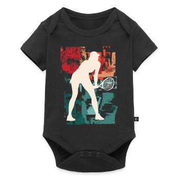 Tennis Tennis Player Woman Sport Vintage Retro - Baby Premium short-sleeve bodysuit - black - Front