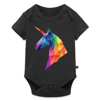 Unicorn Low Poly Art Logo Design Colorful - Baby Premium short-sleeve bodysuit - black - Front