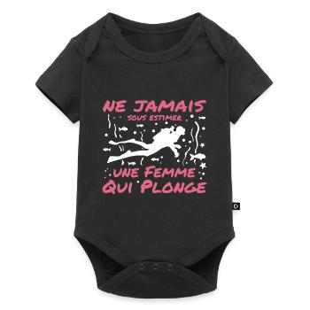 Ne Jamais Sous Estimer Une Femme Qui Plonge - Body à manches courtes Premium Bébé - noir - Devant