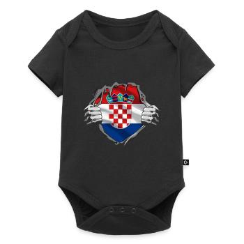 Croatie Drapeau Adriatique Zagreb Drapeau croate - Body à manches courtes Premium Bébé - noir - Devant