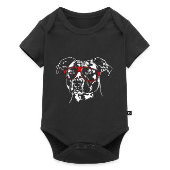 AMERICAN STAFFORDSHIRE TERRIER LUNETTES WILSIGNS - Body à manches courtes Premium Bébé - noir - Devant