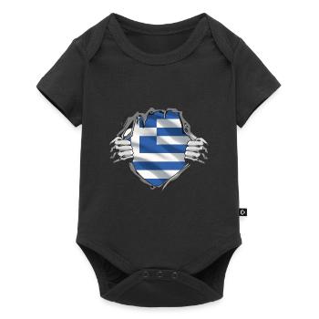Grèce Drapeau Hellas Athènes Drapeau grec - Body à manches courtes Premium Bébé - noir - Devant