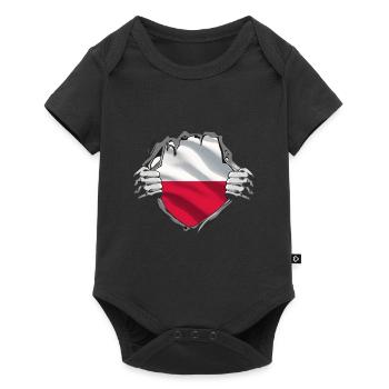 Drapeau de Pologne utilisé Look Polska Drapeau polonais - Body à manches courtes Premium Bébé - noir - Devant