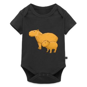 Capybara mother and child - Baby Premium short-sleeve bodysuit - black - Front