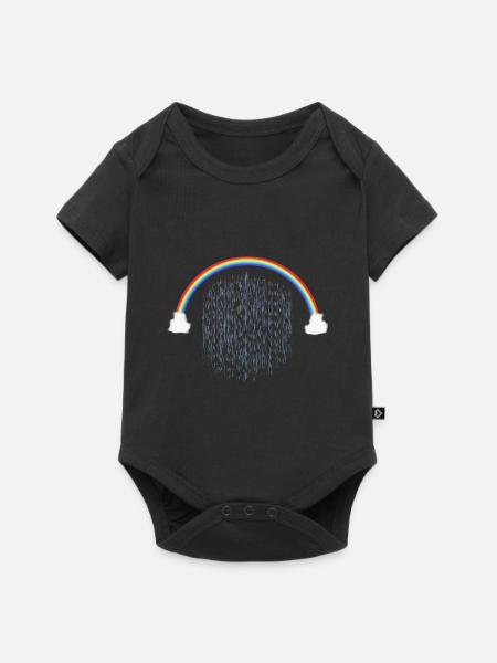 Rainbow with Rain Drops Pattern - Baby Premium short-sleeve bodysuit - black