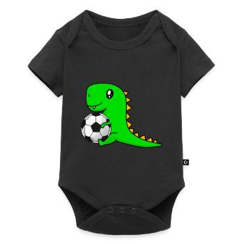 Les dinosaures avec le football - Body à manches courtes Premium Bébé - noir - Devant