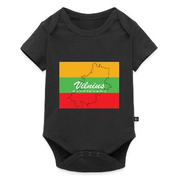 Vilnius - Hauptstadt mit GPS & Flagge - Baby Premium Kurzarmbody - Schwarz - Vorne