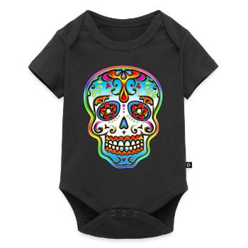 Skull Sugar Skull Colorful Music Festival Flowers - Baby Premium short-sleeve bodysuit - black - Front