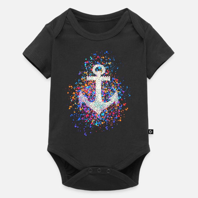 Anker Symbol Farbspritzer Farbkleckse Spritzer - Baby Premium Kurzarmbody - Schwarz