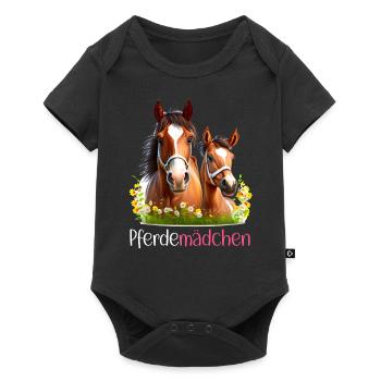 Pferdemädchen Pferdeshirt Pferd Fohlen Mädchen - Baby Premium Kurzarmbody - Schwarz - Vorne