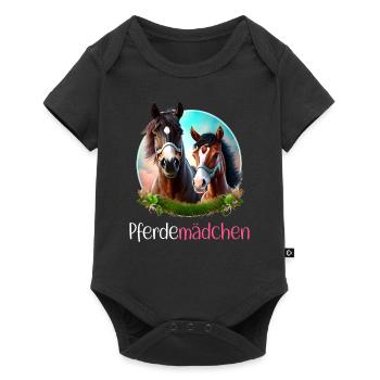 Pferdemädchen Pferdeshirt Pferd Fohlen Mädchen - Baby Premium Kurzarmbody - Schwarz - Vorne