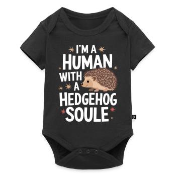 Igel Stachelig Tier Igel - Baby Premium Kurzarmbody - Schwarz - Vorne