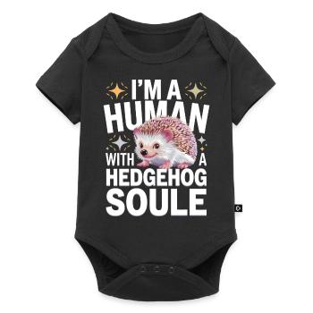 Igel Stachelig Tier Igel - Baby Premium Kurzarmbody - Schwarz - Vorne