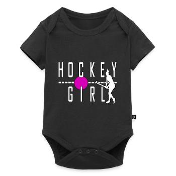 hockey girl field hockey cool sport striker - Baby Premium short-sleeve bodysuit - black - Front