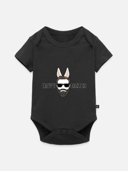 Happy Easter - Frohe Ostern - Bartträger - Baby Premium Kurzarmbody - Schwarz