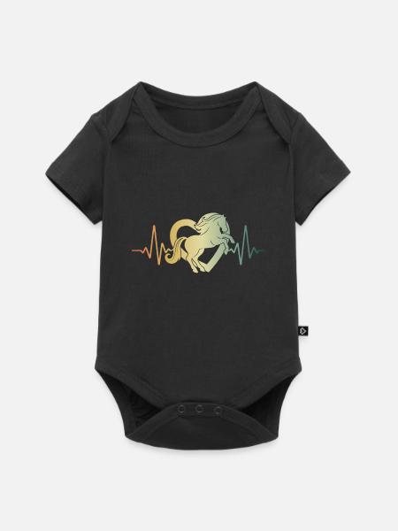 Ratsastus Heartbeat Ratsastaja Ratsastaja Tyttö - Premium vauvojen lyhythihainen body - musta