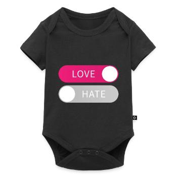 Love On Hate Off Button Liebe an Hass aus Geschenk - Baby Premium short-sleeve bodysuit - black - Front