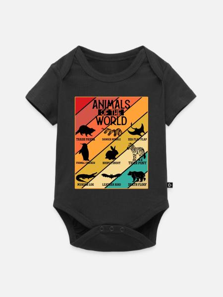 Tiere der Welt - Baby Premium Kurzarmbody - Schwarz