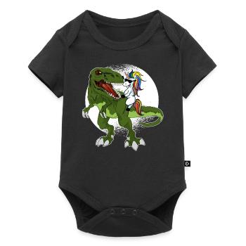 Dino Tyrannosaurus Rex with unicorn unicorn - Baby Premium short-sleeve bodysuit - black - Front