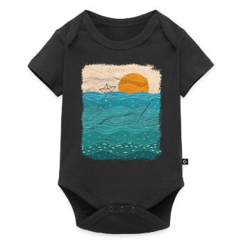 Paper Boat Sea Paper Ship Paper Boat - Baby Premium short-sleeve bodysuit - black - Front