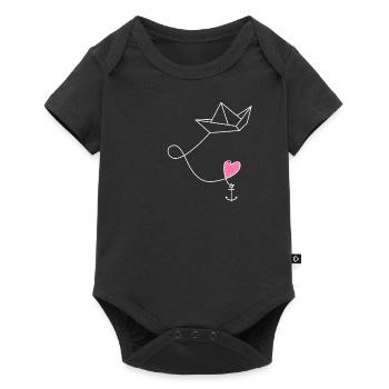 Paper ship Paper boat with anchor in the sea - Baby Premium short-sleeve bodysuit - black - Front