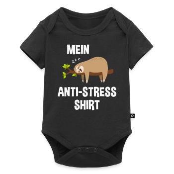 Mein Anti Stress Faultier - Baby Premium Kurzarmbody - Schwarz - Vorne