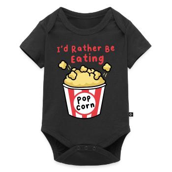 Popcorn und Musik essen salziges Popcorn - Baby Premium Kurzarmbody - Schwarz - Vorne
