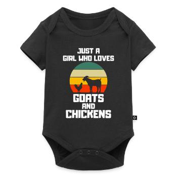 Amoureux des animaux de ferme Chèvre Fille Rétro Poulet - Body à manches courtes Premium Bébé - noir - Devant