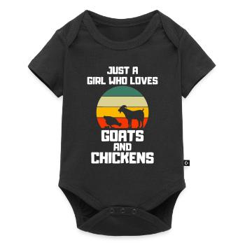 Retro Goat Farmer Girl Farm Animal Chicken - Baby Premium short-sleeve bodysuit - black - Front