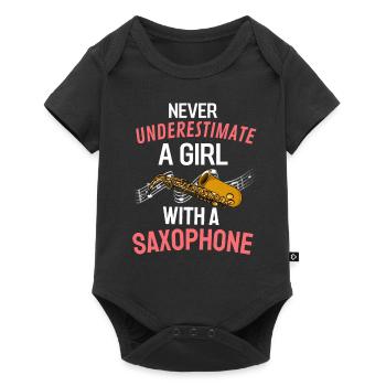 Never underestimate a girl with a saxophone - Baby Premium short-sleeve bodysuit - black - Front
