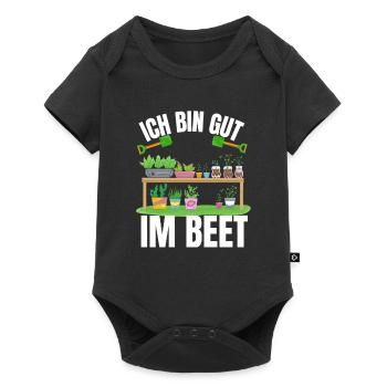 Ich bin gut im Beet Lustiges Geschenk Gärtner - Baby Premium Kurzarmbody - Schwarz - Vorne