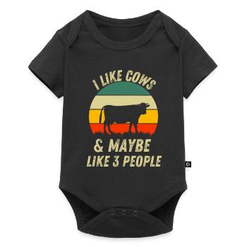 Farm Animal Farmer Funny Gift Retro Cow - Baby Premium short-sleeve bodysuit - black - Front