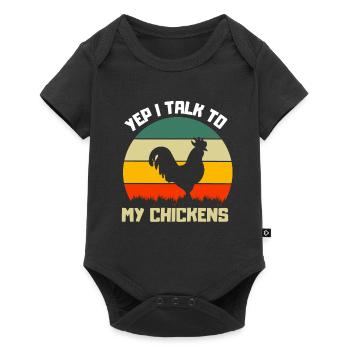 Farm Animal Farmer Funny Gift Retro Chicken - Baby Premium short-sleeve bodysuit - black - Front