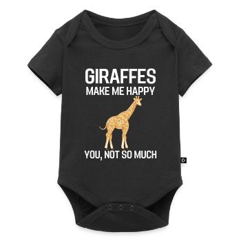 Cadeau drôle d'amant d'animal de zoo d'Afrique girafe - Body à manches courtes Premium Bébé - noir - Devant