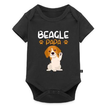 Beagle Papa Vatertag Geschenk Hund Haustier Beagle - Baby Premium Kurzarmbody - Schwarz - Vorne