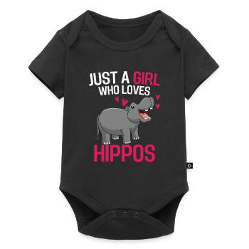 Hippo Girl Africa Zoo Animal Gift Hippo - Baby Premium short-sleeve bodysuit - black - Front