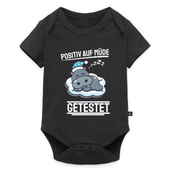 Lustiges Langschläfer Hippo Geschenk Nilpferd - Baby Premium Kurzarmbody - Schwarz - Vorne