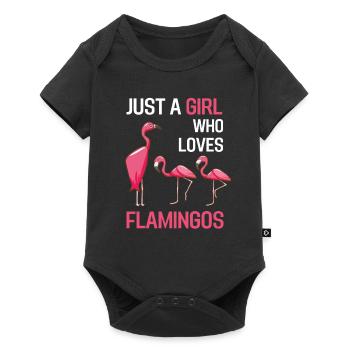 Exotischer Vogel Mädchen Geschenk Rosa Flamingo - Baby Premium Kurzarmbody - Schwarz - Vorne