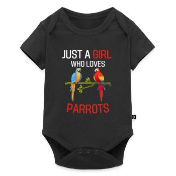 Tropischer Vogel Ara Mädchen Geschenk Papagei - Baby Premium Kurzarmbody - Schwarz - Vorne