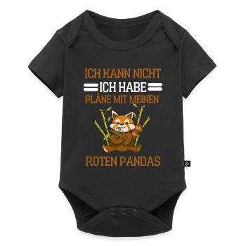 China Tier Lustige Geschenkidee Roter Panda - Baby Premium Kurzarmbody - Schwarz - Vorne