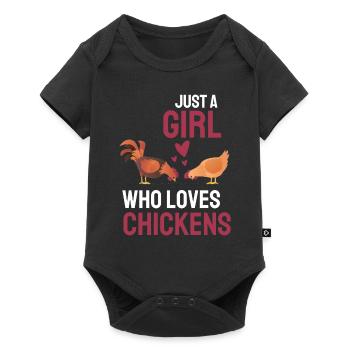 Girl Chickens Farmer Gift Farm Animal Chicken - Baby Premium short-sleeve bodysuit - black - Front