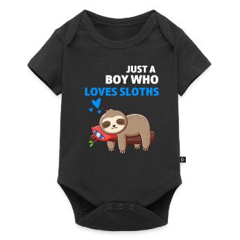 Tropisches Tier Jungen Geschenk Faultier - Baby Premium Kurzarmbody - Schwarz - Vorne